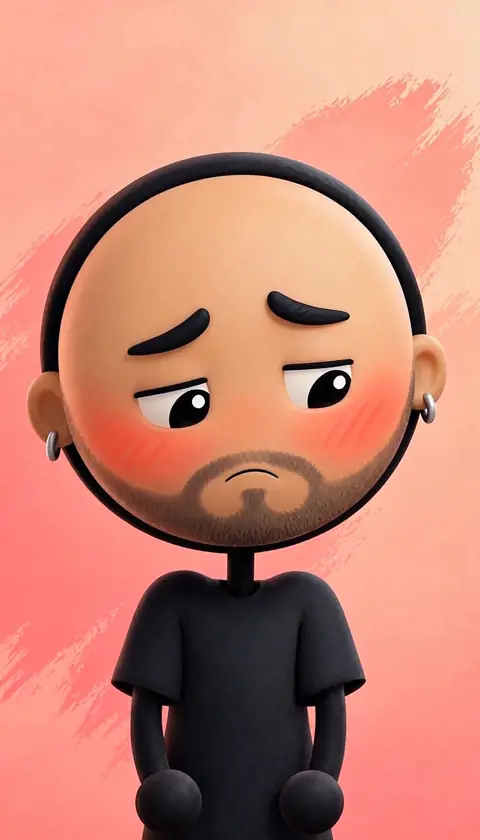 The same face a few seconds later, eyes lowered, the pink getting stronger